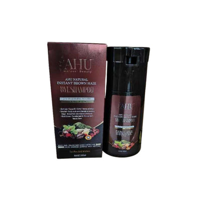 AHU Natural Instant Brown Hair Dye Shampoo For Gray Hair Coverage (500ml)